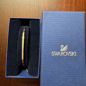SWAROVSKI CLEAR CRYSTAL VI BRACELET NARROW GOLD PLATED #5017157 NEW